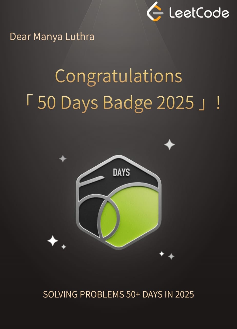 LeetCode 50 Days of Code Badge